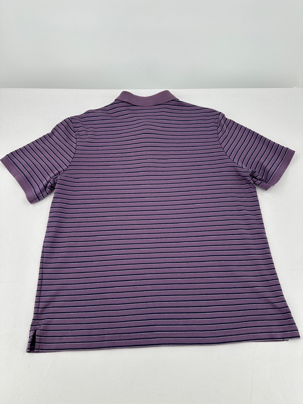 Lands’ End NWOT Supima Cotton Striped Polo Purple Navy Heritage Prep Men’s L - Picture 4 of 8